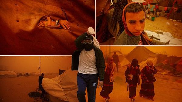 Gazze'de Kum Fırtınası Yerinden Edilen Filistinlilerin Zorluklarını Artırdı