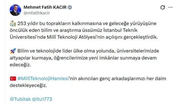 Bakan Kacır: Bilim ve Teknolojide Liderlik İçin Üniversite Altyapıları Güçlendirilecek