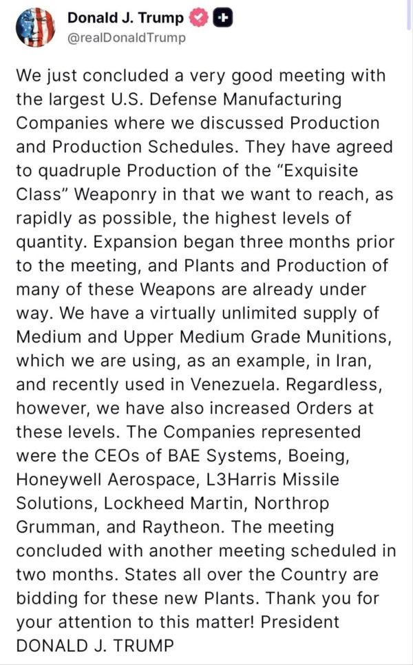 Trump, Silah Üretimini Dört Katına Çıkarmak İçin Anlaşma Sağladı